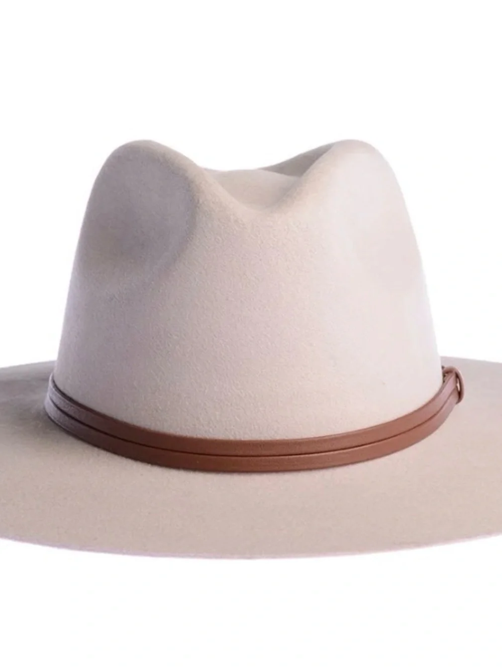 Karen Kane ASN Los Angelas Beige Wide-Brim Fedora with Tan Band